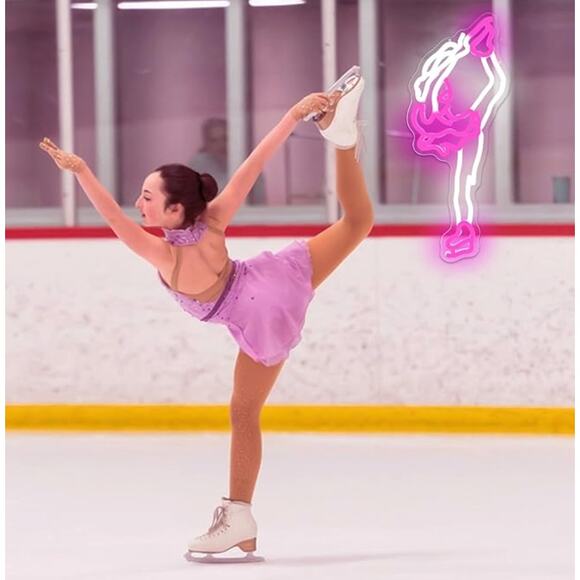 Figure Skating Dimmable Neon Sign for Wall Decor, Girl Figure Skater for bedroom - Picture 3 of 9